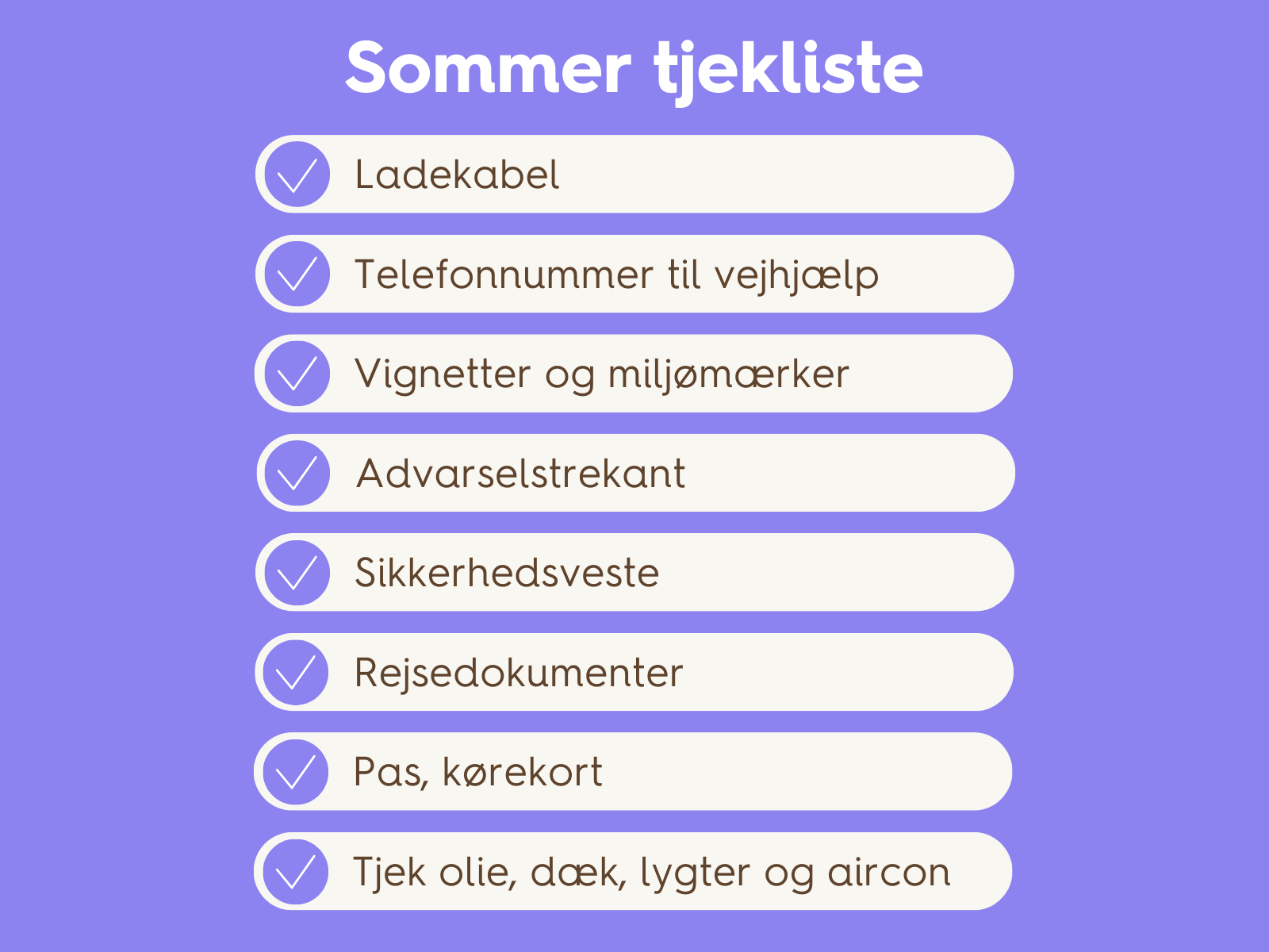 Tjekliste sommerferie