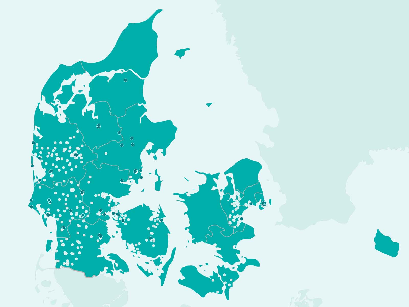 Danmarks kort med EWII ladepunkter