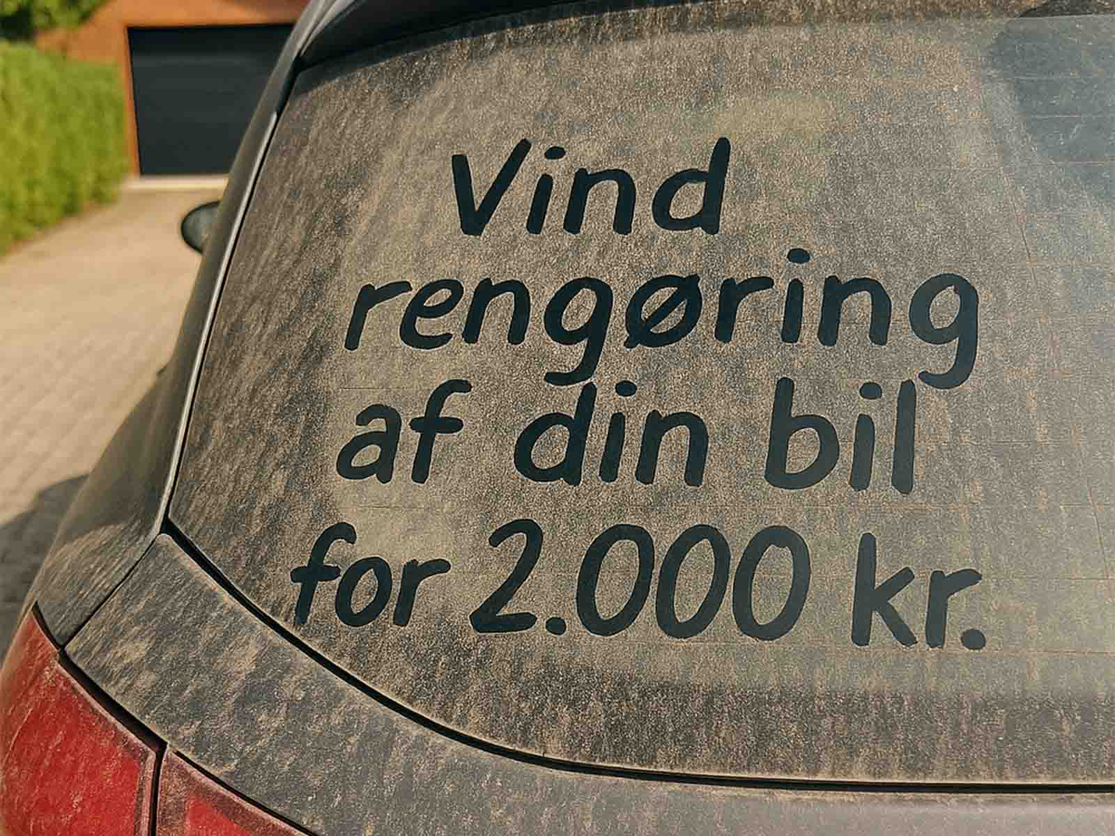 Beskidt bil med vind rengøring for 2000 kr.